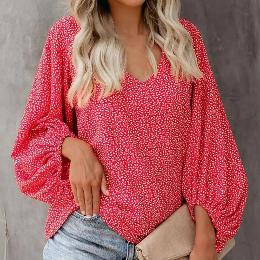 Printed V-Neck Blouse