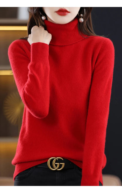 Suéter de Lana Merino 100% – Cuello Alto Elegante