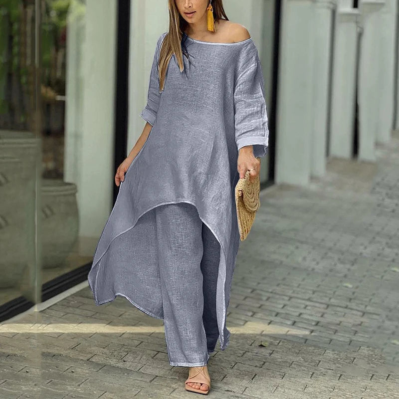 Fashion Cotton and Linen 2-Piece Set