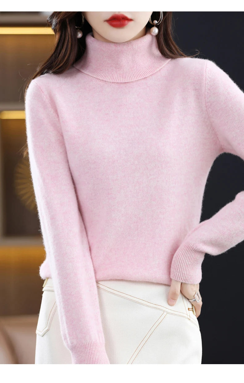 Suéter de Lana Merino 100% – Cuello Alto Elegante