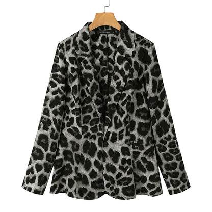 Blazer con Estampado de Leopardo y Solapas Clásicas