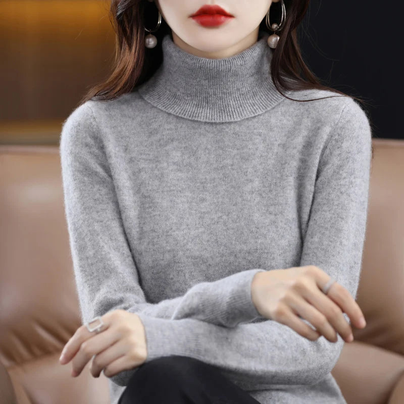 Suéter de Lana Merino 100% – Cuello Alto Elegante