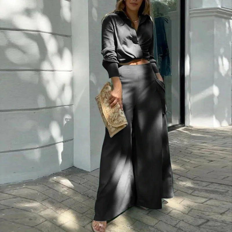 Conjunto Crop y Pantalón Palazzo S-XXL