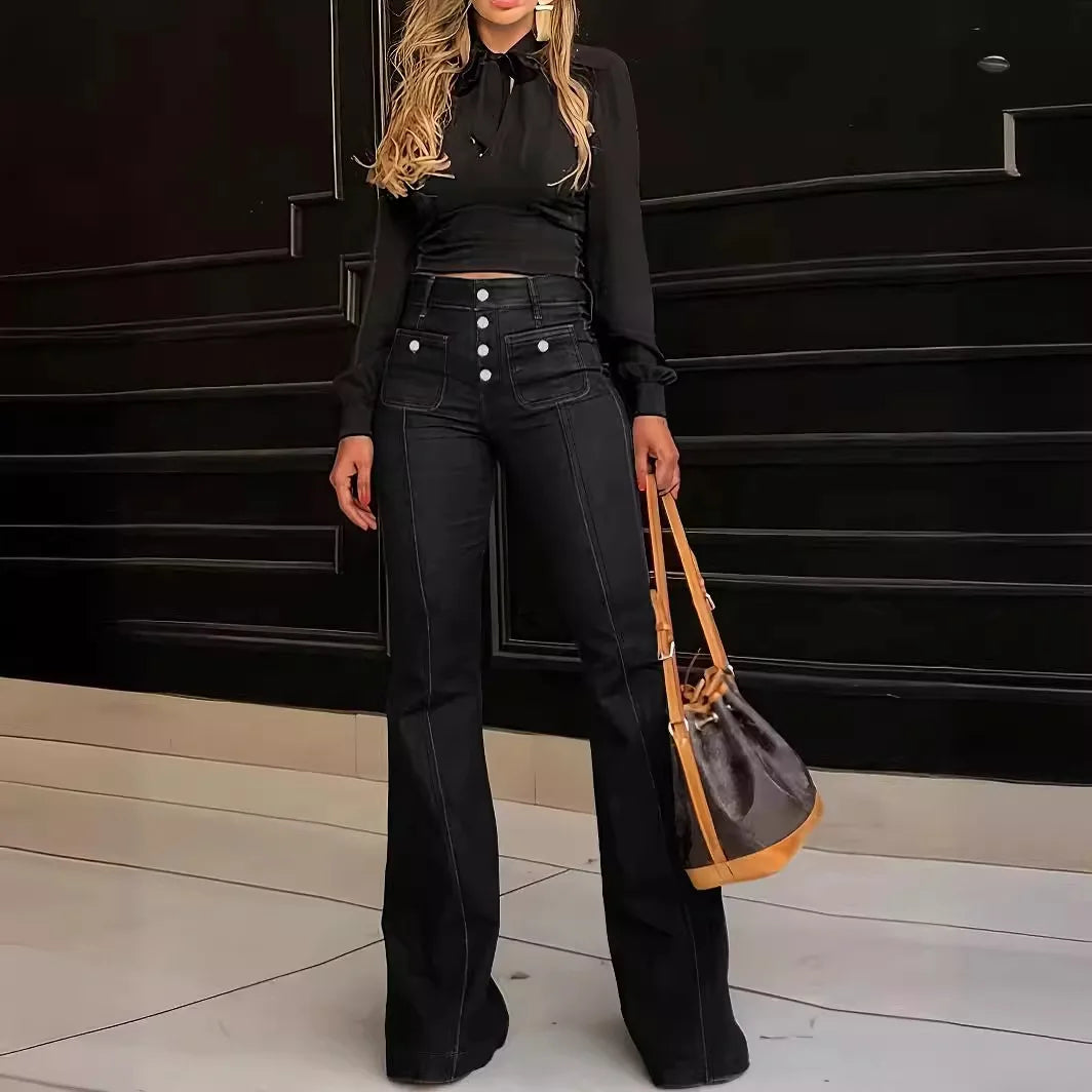 Jeans Flare Retro de Cintura Alta