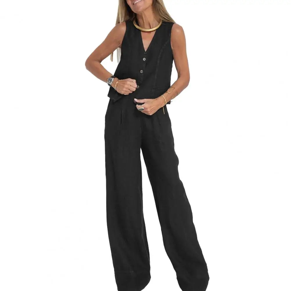 Conjunto de Chaleco y Pantalón de Pierna Ancha