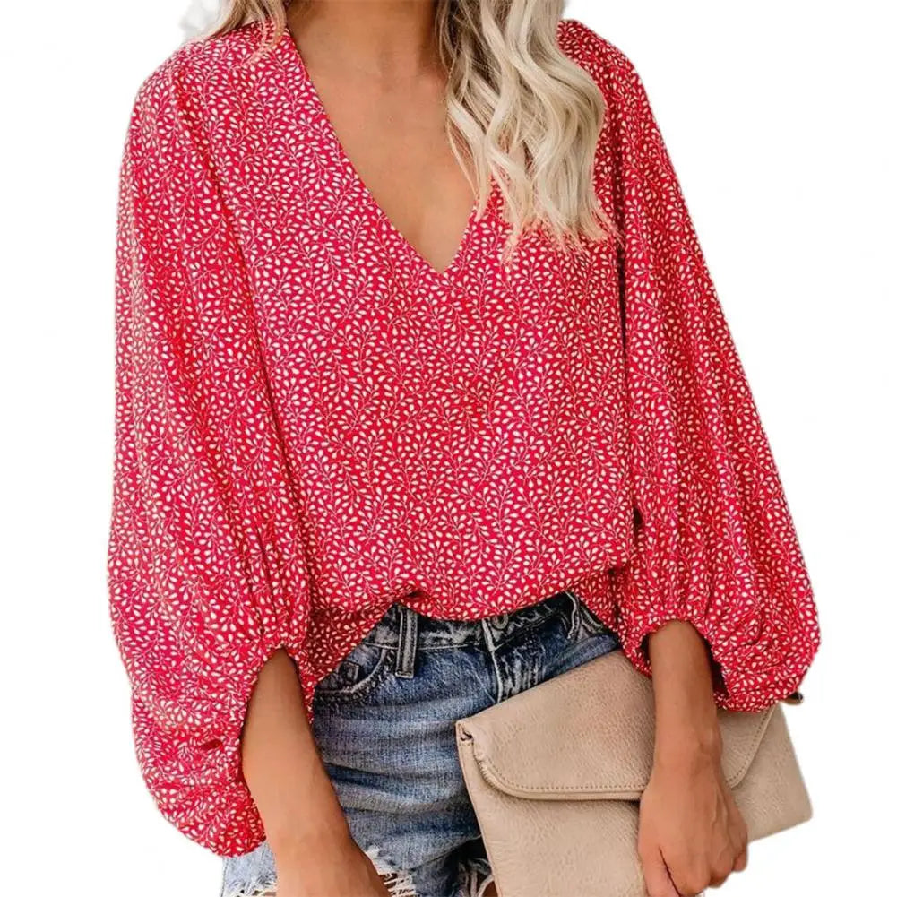 Printed V-Neck Blouse