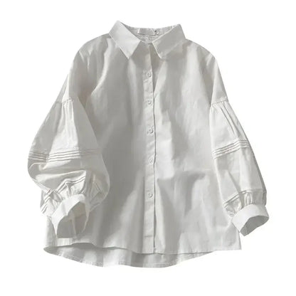 Blusa Blanca con Mangas Abullonada